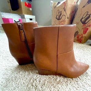 Calvin Klein leather wedge booties. Never worn. Size 5.